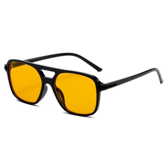Luxury Oversized Women Trendy Yellow Lens Mens Aviator Retro 90's Sunglasses - Picture 1 of 6